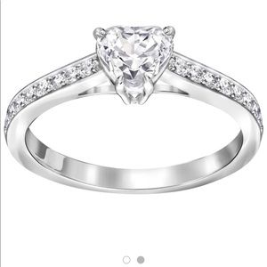 Silver heart and diamond ring